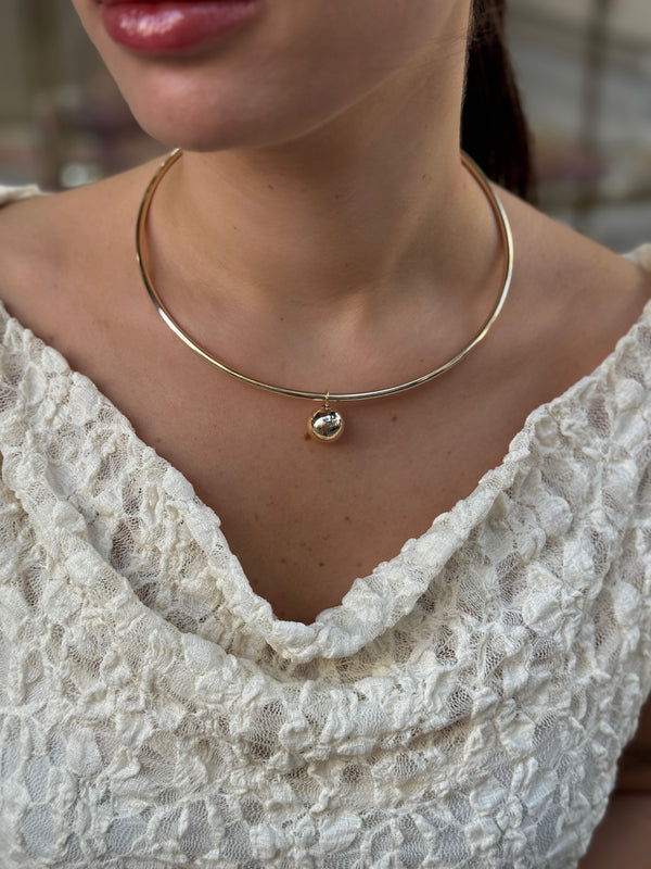K149 Minimal Altın Renk Top Uçlu Choker Kolye