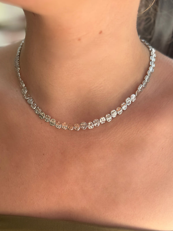 K174 Dokulu Choker Kolye | Işıltılı Taş Detaylı Gümüş Renk